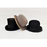 GENTLEMANS BLACK FELT BOWLER HAT marked G.A.Dunn & Co. Ltd, a gentleman's grey felt bowler hat