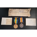 WWI MEDAL DUO comprising the War and Victory medals with ribbons and original boxes, named to