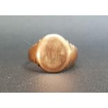 NINE CARAT GOLD SIGNET RING ring size O-P and approximately 4 grams