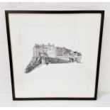 MINTY SAINSBURY Edinburgh Castle, print, label to verso, 62cm x 62cm