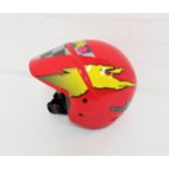 SHIRO MOTOR CROSS HELMET in red with yellow flashes, size XXL