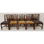 SET OF TEN GEORGE III STYLE MAHOGANY DINING CHAIRS with carved and pierced horizontal splats above