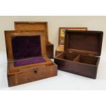 VICTORIAN WALNUT TRAVELLING WRITING SLOPE inlaid with a brass plaque to the lid, opening to reveal a