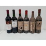 SIX BOTTLES OF FRENCH RED WINE comprising Chateau Les Remparts Saint Emilion 1993 (750ml and 12%