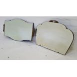 1950s SHAPED WALL MIRROR with a bevelled plate, 60.5cm wide, together with a similar wall mirror