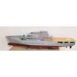 RADIO CONTROL NAVY DESTROYER of fibreglass and wood construction with two internal motors and two