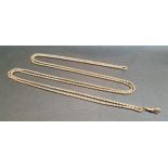 LONG NINE CARAT GOLD GUARD CHAIN approximately 150cm long, with nine carat gold clip, total weight