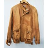 GAY IRONMONGER GENTS LEATHER JACKET in light tan, zip closure and below pockets, size 40