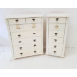 WHITE PAINTED CHEST with a moulded top above two short and five long drawers, standing on