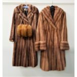 LADIES BROWN MINK COAT with a retailers label for Kay Of Glasgow, together with a ladies light brown