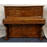 HERMERSDORF UPRIGHT PIANO with a walnut and figured walnut case, the iron frame numbered 10620,