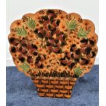 AMERICAN CARVED WOODEN FIRE SCREEN hand painted depicting a basket of flowers, 81.5cm high