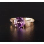 AMETHYST SINGLE STONE RING the round cut amethyst approximately 1.5cts, on nine carat gold shank,