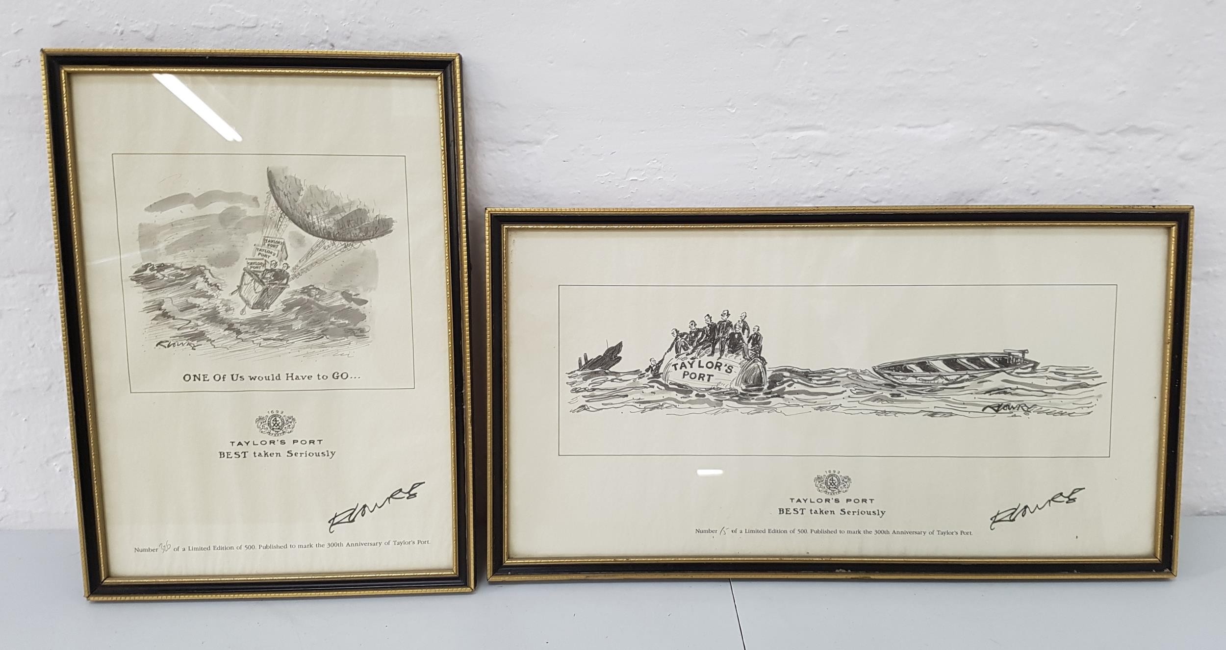 R. LOWRY two limited edition Taylor's Port prints, marking the 300th anniversary, numbered 15/500