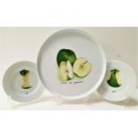 SET OF SIX LIMOGES FOR EXIMIOUS FRUIT PLATES each hand decorated with scenes of an apple, 18.3cm