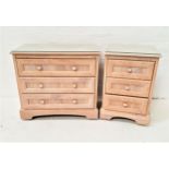 LIMED OAK EFFECT CHEST with an oblong moulded top above three long drawers, on recessed casters,