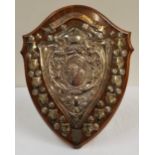 THE GLASGOW AND DISTRICT FORMER PUPILS FOOTBALL LEAGUE CHALLENGE SHIELD the oak shaped shield with a