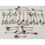 SELECTION OF TWENTY THREE SILVER SPOONS from the Georgian, Victorian and Edwardian era, three spoons