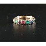 GEM SET ACROSTIC 'DEAREST' RING set with the following sequence of stones: diamond, emerald,