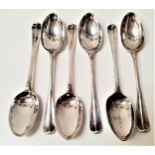 SET OF SIX EDWARD VII SILVER TEA SPOONS in the rat tail pattern and monogrammed CJL and 1903, London