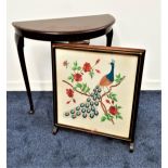 MAHOGNAY SIDE TABLE with a D shaped top, standing on cabriole supports, 73cm high, together with