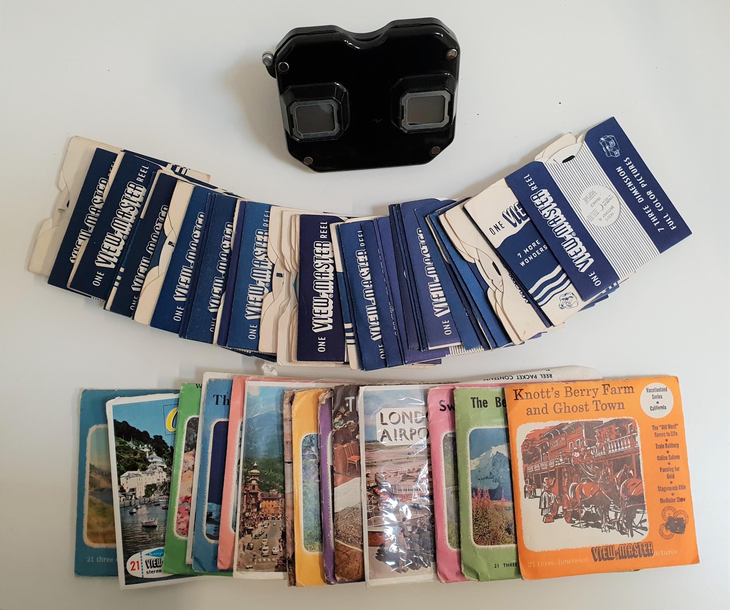 SAWYERS VIEW-MASTER STEREO CAMERA together with sixty three view cards, including weddings, cities