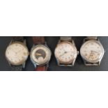 FOUR VINTAGE GENTLEMEN'S WRISTWATCHES Comprising Crescent, Roamer, Junghans 16 Jewel and Talia Ancre