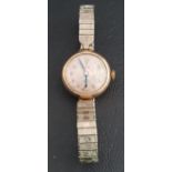 LADIES NINE CARAT GOLD CASED TUDOR WRISTWATCH the dial with Arabic numerals and subsidiary seconds