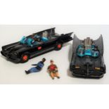 TWO CORGI TOYS BATMOBILE DIE CAST VEHICLES both with Batman and Robin figures; together with