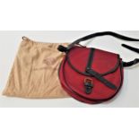 VINTAGE MULBERRY SCOTCHGRAIN CROSSBODY BAG in red leather with contrast black leather, with