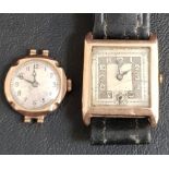 TWO NINE CARAT GOLD CASED WRISTWATCHES comprising a gentlemen's watch with Arabic numerals to the