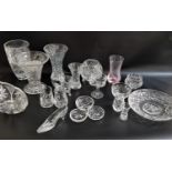 SELECTION OF EDINBURGH AND OTHER CRYSTAL including two small jugs, 10cm and 10.5cm high, three