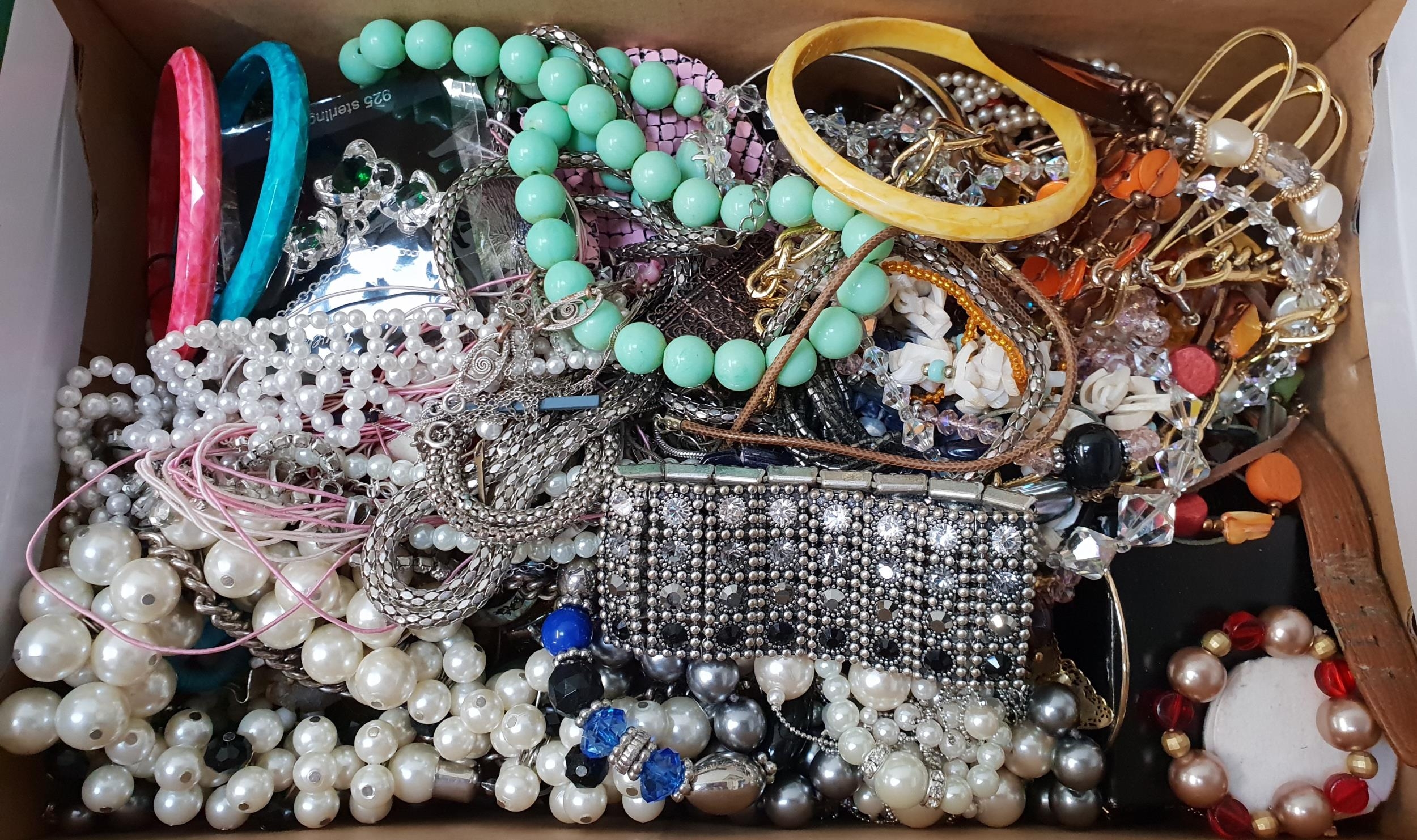 LARGE SELECTION OF COSTUME JEWELLERY including crystal bead necklaces, simulated pearls, bangles