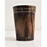 WILLIAM IV HORN BEAKER with silver banding inscribed 'Taken from one of the WILD CATTLE