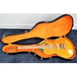 FLITE HAND BUILT ELECTRIC GUITAR with a stained ash yellow body, with two dials and two switches, in