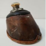 VICTORIAN HORSE HOOF INKWELL with an inset glass ink bottle