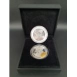 2014 SILVER PROOF ONE CROWN COIN the reverse with St George and Dragon and gold layered image of