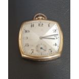UNUSUAL NINE CARAT GOLD CASED ROLEX POCKET WATCH circa 1930s, the silvered dial with Arabic numerals