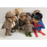 EIGHT VARIOUS TEDDY BEARS including Sherlock Holmes, Henry Fishing Bear, Country Dancing Bear,