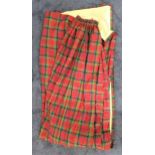 LARGE PAIR OF TARTAN CURTAINS fully lined with a 3" tape heading, 345cm x 404cm