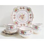 ROYAL ALBERT TEA SET in the Petit Point pattern, comprising thirteen tea cups, twelve saucers,