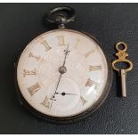 VICTORIAN SILVER POCKET WATCH the silver dial with gilt Roman numerals, subsidiary seconds dial