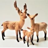 BESWICK DEER GROUP comprising a stag, 19.5cm high, hind, 14.5cm high and a fawn, 9.5cm high (3)