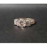 CZ THREE STONE RING on fourteen carat gold shank, ring size P and approximately 4.4 grams