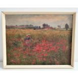 J.B.ROOKS Picking poppies, oil on canvas, signed and dated 1986, 34.5cm x 44.5cm