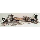 MIXED LOT OF SILVER PLATE including a cased set of twelve tea spoons, cased serving spoon and