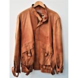 GAY IRONMONGER GENTS LEATHER JACKET in light tan, zip closure and below pockets, size 40