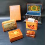 PITCAIRN ISLAND CARVED CEDAR BOX in the form of a book, a small mahogany and inlaid velvet lined