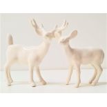 DEE PUDDY PORCELAIN STAG AND HIND 8cm and 6.5cm high, both boxed (2)