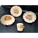 DOULTON & CO BUNNYKINS CHILDS SET comprising a cup and saucer, bowl and plate (4)